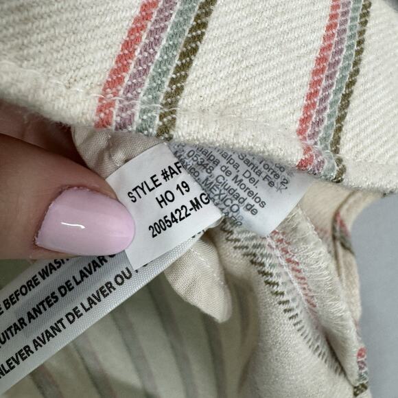 Madewell Womens Top Large Cream Flannel Sunday Shirt in Claxton Stripe Preppy - Picture 16 of 16